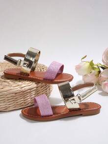 1 Pair Girls Fashionable Slippers, Cute Rainbow-Color Soft Bottom Non-Slip Sandals, Various Colors Available For Girls - Pink - View 6