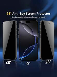 4 Pcs Privacy Screen Protector Compatible With IPhone 17/17 Pro/17 Pro Max/17e/Air/16/16e/15/14/13/13 Pro/12/11/16 Pro Max/15 Pro Max/14 Pro/Plus/X/XR/XS Max, 9H+ Tempered Glass Film, Dynamic Island Compatible, Anti-Scratch, Full Coverage, Privacy Anti-Peeping - Black - View 2
