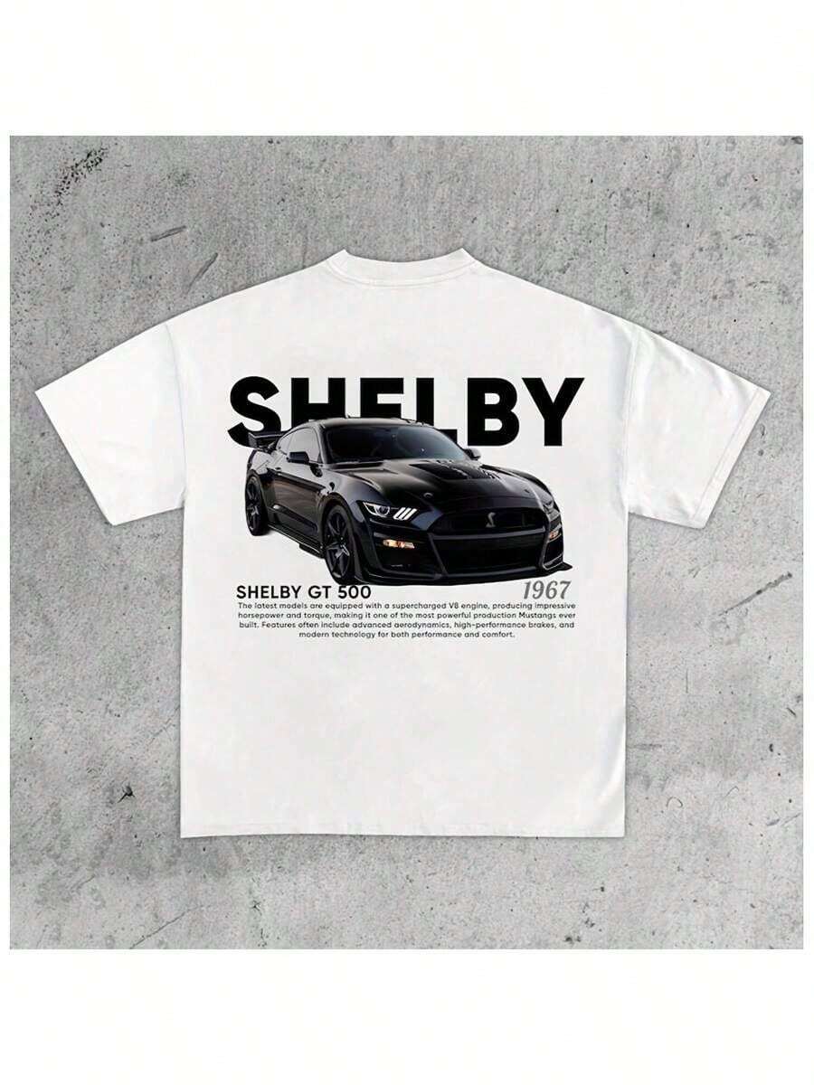 Shelby GT500 Mustang Enthusiast Rel Uni Car Gift   Car Drr ShirtRelaxed Fit Neutral Style T-Shirts,Street Style Loose-Fit T-Shirts,Loose Fit Unisex Tee - 白色 - 查看 1