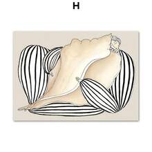 1 件可选框架现代简约墙面艺术线条女孩身体抽象波西米亚高清帆布海报印刷家居卧室客厅装饰 - 彩色 - 查看 12