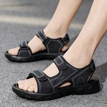 Men's Sandals, Casual Outdoor Beach Slippers, Men's Summer Sandals, MD Thick Sole Soft Comfortable Men's Cross Sandals, Adjustable Hook And Loop Upper Plus Size Men's Shoes, Men's Summer Sports Sandals, Women's Sandals, Men's Hiking Sandals, Wading Sandals - Black - View 8