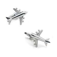 In-Stock Paper Plane Cufflinks, Metal Civil Aviation Airplane French Cufflinks, Suit Shirt Cuff Studs - Silver - View 16