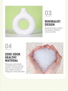 1pc White Plastic Round Vase, Used For Flower Arrangement, Decorative Vase, Simulated Dried Flower, Artistic Flower Arrangement Vase, Simple Display And Living Room Decoration, Interior Decoration, Flowerpot, Decoration, Valentine's Day Table Decoration, Valentine's Day Wedding - Multicolor - View 7