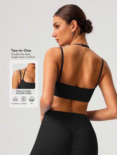 Sodalemon Women Double Layer Adjustable Strap Beautyback Sport BH view 2