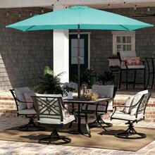 6.5x10 Ft Rectangular Patio Umbrellas Outdoor Market Umbrella With Push Button Tilt And Crank, Rectangle Table Umbrella 6 Sturdy Ribs UV Protection For Pool Garden Backyard Deck, Red - Aqua Sky - View 2