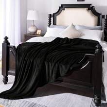 Plaid réversible en flanelle et polaire - 100% polyester tissé, couverture douce et moelleuse légère, pour toutes les saisons, pour canapé et lit, design contemporain unicolore sans impression, artisanat, 250-300 g/m²