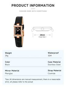 Folli Follie 2pcs Classic Watch For Women With Bangle Bracelet Business Casual Wrist Watches For Woman,Vintage Small Face Square Watch With Bracelet Ladies Quartz Watch With Leather Strap