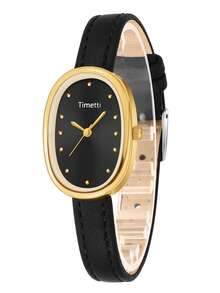 1 件女士复古小号宝石石英手表，配有皮带，适合日常佩戴 - 黑色 - 查看 5