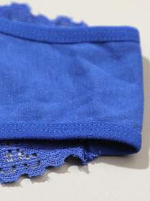 4pcs Women Sexy Low Waist Lace Briefs Panties, Solid Color Silver Stripe Thong