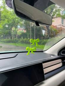 Cute Bow Tie Car Pendant, Decorative Rearview Mirror Hanging Ornament, Polka Dot Bow Tie Car Accessory (Polka Dot Bow Tie Is Single-Sided)