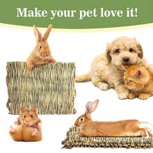 1/2/3 件兔子草垫 - 天然干草编织兔子笼垫宠物床上用品凉爽睡眠巢穴和玩具，适用于仓鼠、兔子、龙猫、豚鼠、老鼠、鸟和其他小动物