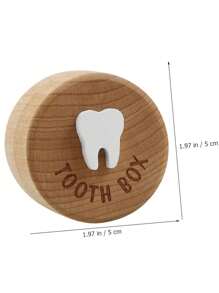 Christmas Decoration 1 Pc Wooden Teeth Storage Box For Kids Toys, Children's Teeth Memorial Round Wooden Box, Teeth Collection Preservation Box Gift For Boys And Girls,Tooth Box
