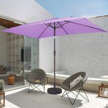 6.5x10 Ft Rectangular Patio Umbrellas Outdoor Market Umbrella With Push Button Tilt And Crank, Rectangle Table Umbrella 6 Sturdy Ribs UV Protection For Pool Garden Backyard Deck, Red - Taro Purple - View 2