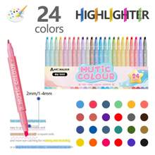 Juego de 6 piezas/12 piezas/24 piezas de bolígrafos fluorescentes de doble cabeza, marcadores fluorescentes de colores para resaltar, dibujar y volver a la escuela