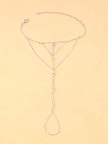 1 قطعة خاتم معدني مرصع بالراين ستونات سوار للإصبع، بسيط وعصري