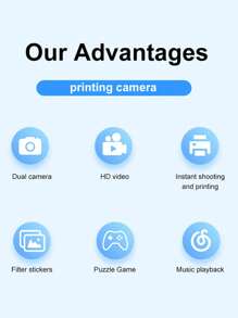 New Instant Camera Digital Camera, Mini Printing Camera Toy High Definition Printing Camera, Best Gift Choice For Christmas, Birthday, Graduation Season (Come With 1 Roll Of Printing Paper)