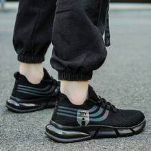 Men's Multi-Functional Running Shoes, Classic Colors With Eye-Catching Hues For Fashionable Look, Outdoor Jogging To Enjoy Nature, Commuting And Casual Walking, High-Quality Shoes With Good Support And Protection For Men - Black - View 9