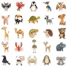 50Pcs Animal Stickers Cute Stickers Tiger Stickers Pig Stickers Cartoon Stickers Elephant Stickers Graffiti Stickers For Water Bottle, Hydroflask, Guitar, Luggage, Phone, Case, Laptop, Skateboard, Gift School Supplies,Back To School