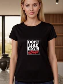 Dope-Like-90-S-Hip-Hop-Saying-Rap-Music-Rapper-T-Shirt - 黑色 - 查看 6