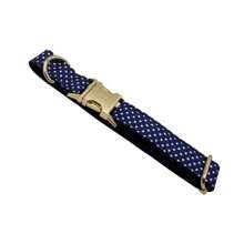 New Blue/Red Polka Dot Velvet Zinc Alloy Dog Collar, Adjustable Size Suitable For Small, Medium, Large Pets, Soft & Comfortable Velvet, Zinc Alloy Clasp, Gold Plated, More Solid Than Plastic Buckle, Easy To Fasten And Unfasten (Color May Vary Slightly Due To Fabric Batch Difference)