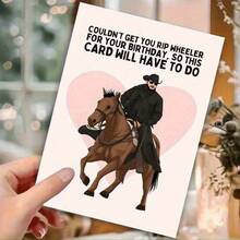 1 张独特的生日贺卡，带有卡通牛仔骑马图案 - “无法为您购买 Wheeler 作为您的生日礼物，所以只能用这张卡了” - 信封，详细插图，非常适合生日、父亲节、毕业典礼、初次圣餐、感恩节、节日卡片 | 俏皮设计 | 详细插图学校用品，返校 - 彩色 - 查看 3