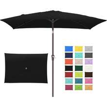 6.5x10 Ft Rectangular Patio Umbrellas Outdoor Market Umbrella With Push Button Tilt And Crank, Rectangle Table Umbrella 6 Sturdy Ribs UV Protection For Pool Garden Backyard Deck, Red - Black - View 1