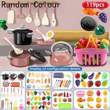 Children's Kitchen Toy Accessories, Simulated Cooking Toy Set With Toy Pots And Pans, Tableware Cookware Toys, Toy Food Set, Toy Vegetables, Suitable For Boys And Girls Over 3 Years Old Birthday Gifts, Learning Gifts, Halloween, Christmas Gifts - Multicolor - View 2