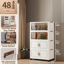 5/4/3/2/1 Tier Storage Cabinet Folding Storage Box, Home Living Room Toy Cabinet, Storage Rack, Snack Cabinet, No Assembly Required, Kitchen Storage Cabinet