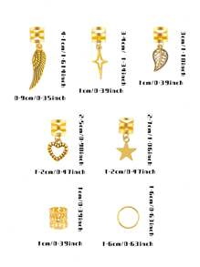 45 piezas Accesorios para el cabello con hojas de oro, estrellas, corazones y alas para dreadlocks y trenzas, joyas para el cabello para mujeres y niñas, anillos ajustables para decoración de trenzado