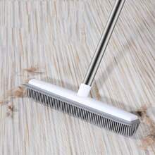1pc/2pcs/3pcs Mop Set - Long Handle Rubber Broom - Soft Hair Broom - Adjustable Long Handle Cleaning Tool, Sweeping And Scraping Dual-Purpose, Easy To Clean Embedded Hair. Suitable For Stores, Accommodation, Home Carpet Rakes And Fuzz Brushes Cleaning Kit, With Fur Scraper - Multicolor - View 5