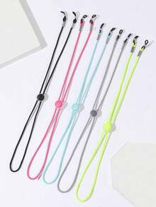 5pcs/Set Candy Color Elastic Adjustable Outdoor Sports Glasses Anti-Slip Strap, Fashionable Adjustable Length Eyeglasses Chain, Sports Glasses Strap, Minimalist Decorative Eyeglasses Lanyard, Suitable Eyeglasses Accessories Gift For Family - Multicolor - View 9
