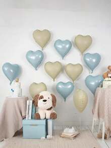 Bộ 10/20 quả bóng bay giấy hình trái tim màu xanh và trắng, kích thước 18 inch, dùng để trang trí khăn trải bàn tiệc, sinh nhật, cô dâu, lễ đính hôn, đám cưới, kỷ niệm, ngày Valentine và các dịp khác. - Nhiều màu - Xem 6