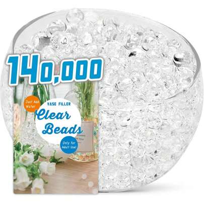 140,000pcs Transparent Water Beads For Vases, Flower Vase Filler Water Gel Pearls, Used For Making Pearl Candle Centerpieces, Wedding Centerpieces, Floral Decor, Christmas Decor, Holiday Decorations
