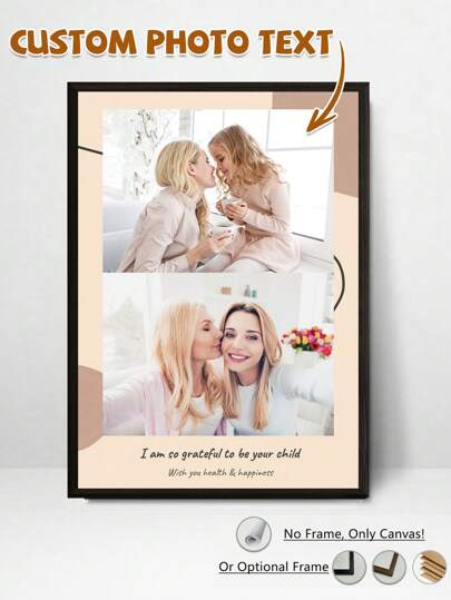 1 pieza, marco opcional, impresión y pintura de alta calidad personalizables, fotos personalizables, pósteres de arte de pared, decoración del hogar, regalo del Día de la Madre, un regalo único para/familia/novio/novia/esposo/esposa, muy adecuado para cumpleaños, aniversarios, bodas