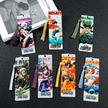 bandai Marcador de livro de acrílico One Piece com borla, produtos da One Piece, presentes para fãs, material escolar, volta às aulas