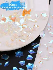 HMQ beauty 50 件/包 随机混合形状水钻美甲装饰玻璃水晶钻石美甲工具