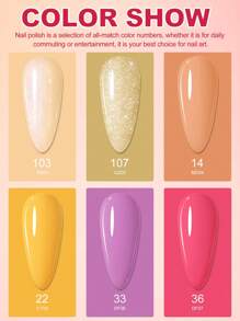 coscelia 6PCS Nail Gel Polish Set 7ML Soak Off Gel Nail Polish Needed For UV/LED Lamp, Pink Yellow Orange Purple Blue Grey Gold Glitter Nail UV Gel Polish, Long Lasting Gloss Shine For Autumn Nails, Summer Nails, Neon Y2K Styles Nails For Women DIY Salon