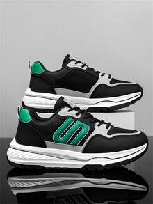 2025新款休闲男鞋，时尚透气网眼休闲轻便软底运动鞋，适合跑步、旅行、约会、休闲穿着 - 黑色 - 查看 1