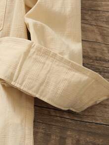 1pc Boys' Khaki Embroidered Casual Button-Down Long Sleeve Shirt, Suitable For Birthday Party, Gala, Christening, And Baby Baptism Formal Wear, Spring/Autumn Young Boy Clothing - Khaki - View 6