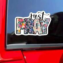 3pcs "Just Pray" Motivational Stickers With Bible Verses, Religious Inspirational Sticker For DIY Decoration On Laptops, Water Bottles, Phone Cases, Car Bumpers, Helmets, And Windows