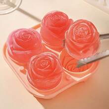 1 pezzo Di Esclusivo Stampo Per Cubetti Di Ghiaccio A Forma Di Rosa Con 4 Cavità, Stampo In Silicone Per Grandi Cubetti Di Ghiaccio Per Bevande Fatte In Casa, Adatto Per Famiglie E Coppie, Regalo