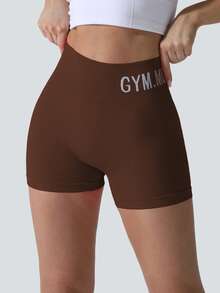 Quần short nữ 6 chiếc, quần short cạp cao co giãn màu đào, quần áo mùa hè để tập thể dục, đạp xe ngoài trời, quần short thể thao - Nhiều màu - Xem 4