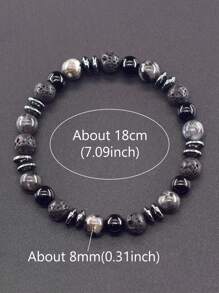 1 Stück Herren Schutzarmband - Labradorit & Schwarze Vulkanstein Perlen Armband für Frauen Männer, spiritueller Schutz und energetisches Gleichgewicht Schmuck