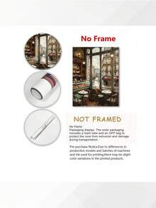 1PC Frameless Charming Parisian Cafe And French Pastry Shop Canvas Wall Art, Vintage European Kitchen Decor, Aesthetic Room Decorations, Bedroom, Waterproof Canvas Wall Art,Back To School,School Supplies - Multicolor - View 9