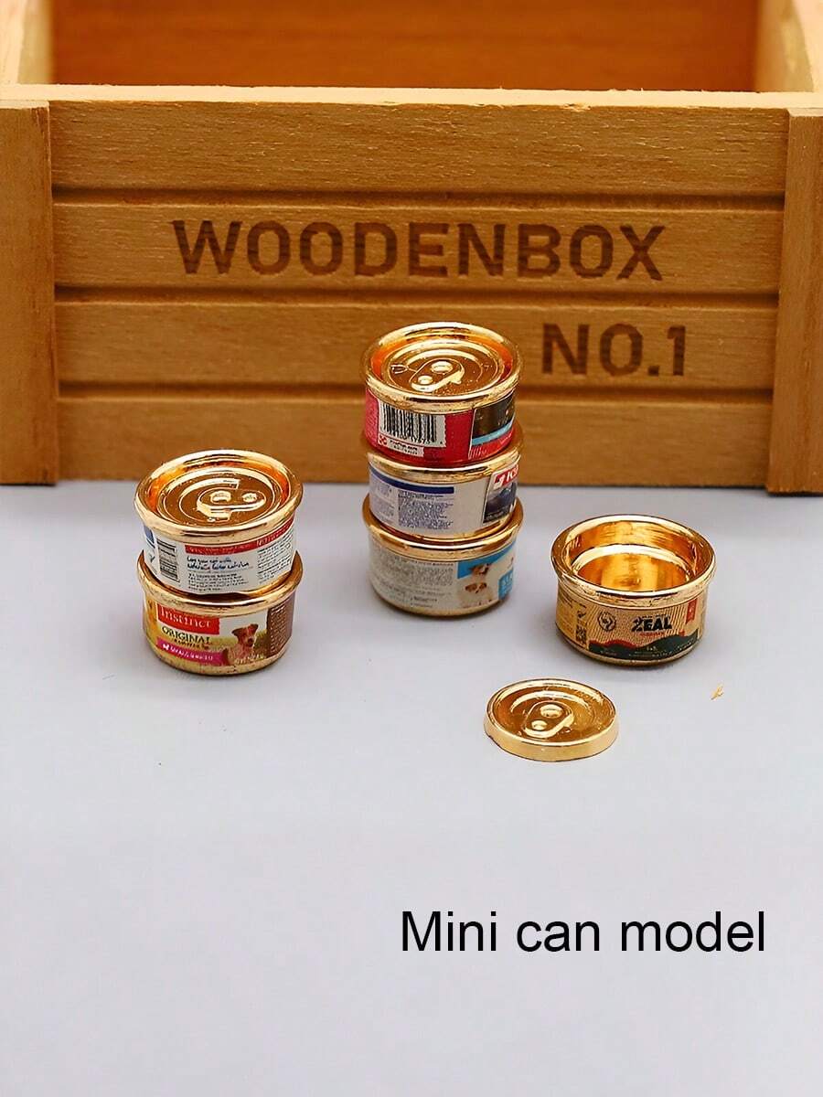 Miniature Realistic Canned Pet Food, Doll House Animal Food Model, Tiny Toy Pet Food, Playset Accessories Canned Dog & Cat Food, Openable Canned Food Prop, Feeding Game Supplies - Multicolor - View 1