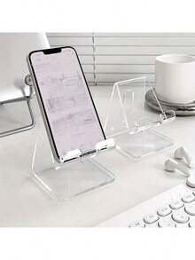 1pc Acrylic Phone Stand, Decorative Desk Phone Holder, Ergonomic Design For Students, Office Workers, Home Use, Learning, Working, Bedrooms, Living Rooms, Kitchens, Live Streaming, Video Calls, Reading, Gaming, Slouchy Companion, Hands-Free, Back To School Essential, Children's Day/Birthday Gift - Multicolor - View 9