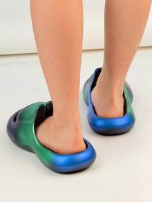 Pantofole leggere da esterno con suola morbida e spessa, per la primavera e l'estate, con gradiente laser, luminose - Verde - Visualizzare 1