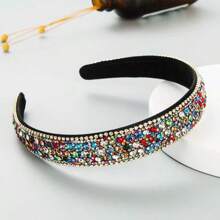 1 pièce Élégant Serre-tête rembourré en velours baroque coréen, Vintage diamant brillant décoré Serre-tête de haute qualité - Convient pour les dames et les filles pour assister à des soirées et des bals, Cadeau de haute qualité exquis pour les amis