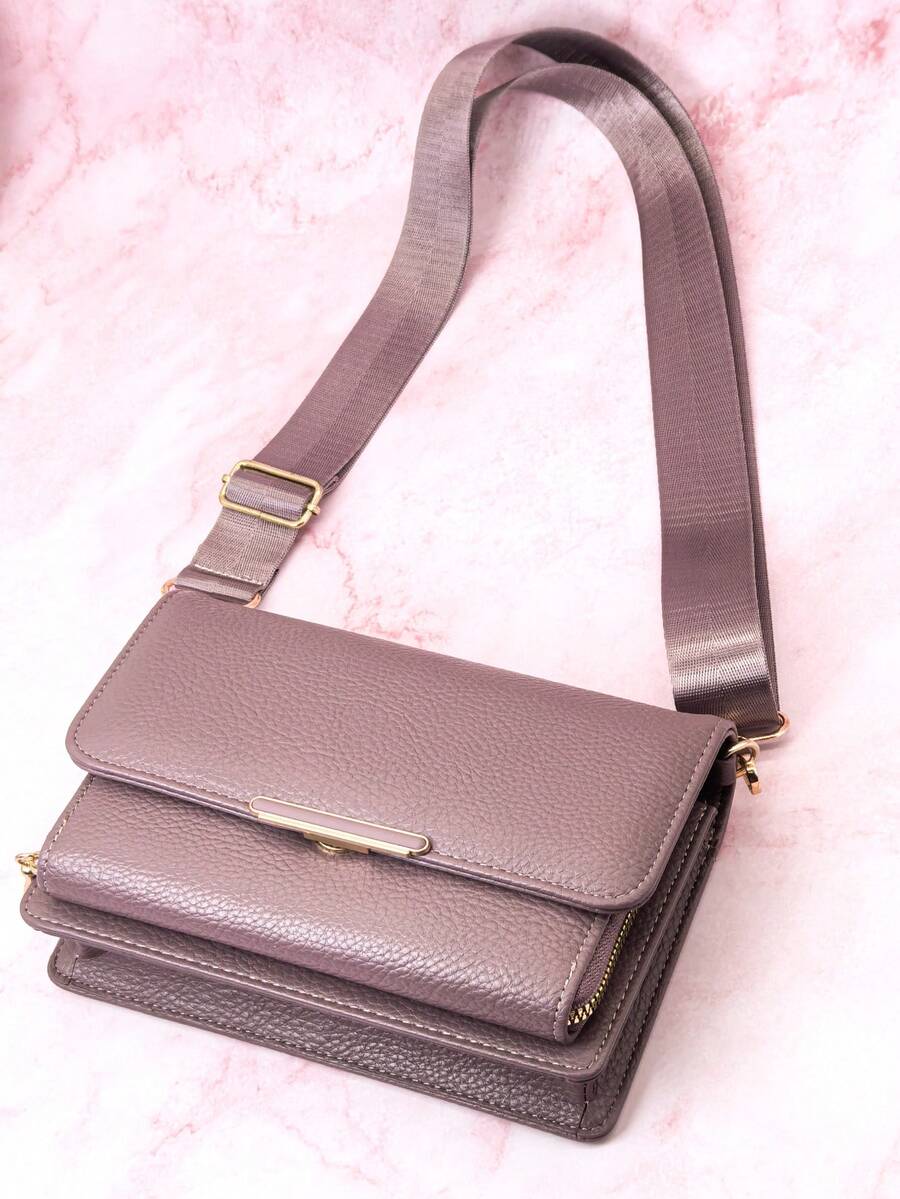 New Messenger Bag A Multi-Function Large-Capacity Double-Layer Zipper Mobile Phone Wallet Fashion Simple And Delicious Soft Image Leisure Holiday Dating For Women Wallet Purse Wallet - Purple - View 1