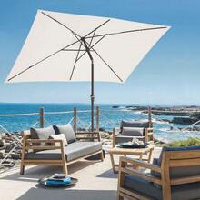 6.5x10 Ft Rectangular Patio Umbrellas Outdoor Market Umbrella With Push Button Tilt And Crank, Rectangle Table Umbrella 6 Sturdy Ribs UV Protection For Pool Garden Backyard Deck, Red - 乳白色 - 查看 4